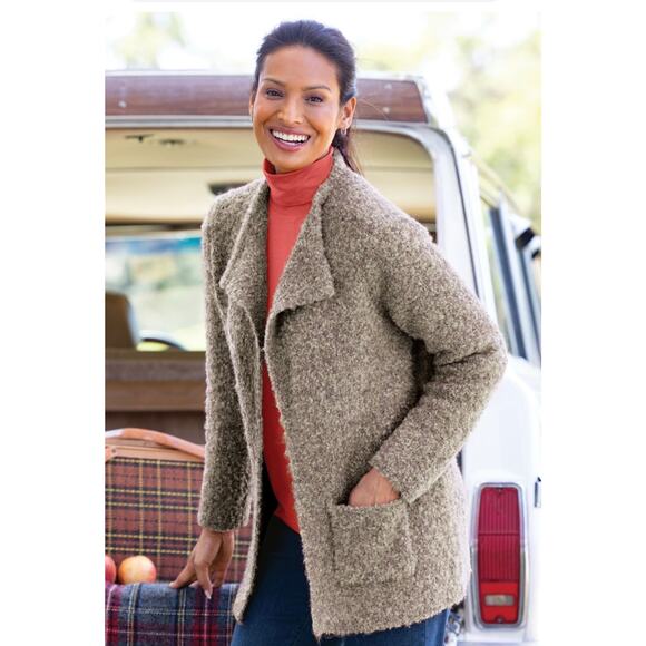 Appleseed Boucle' Open Cardigan Size Petite Medium - Picture 1 of 3